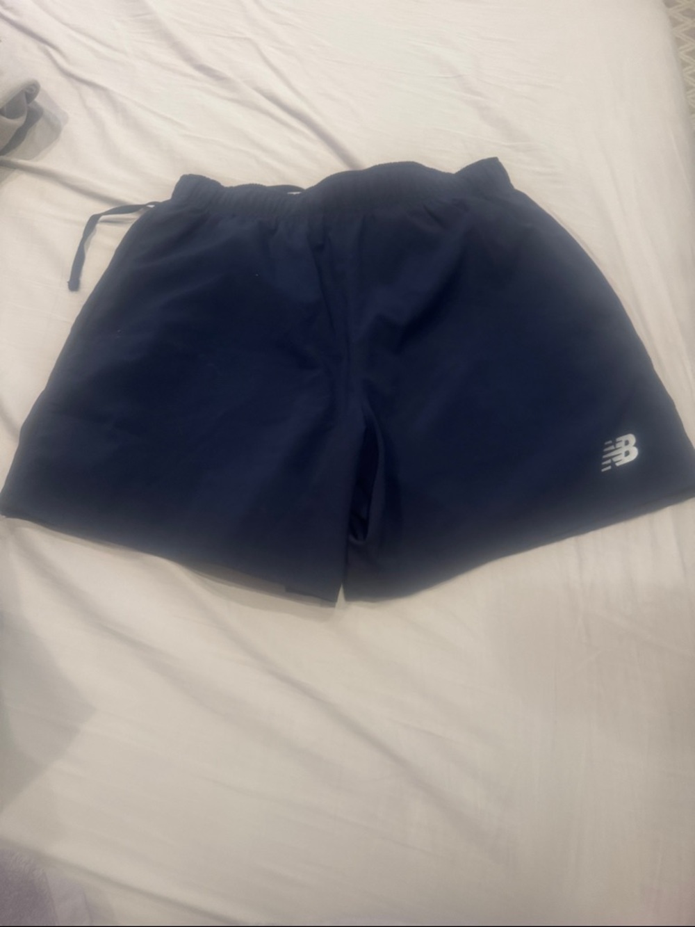 New Balance Men’s Dark Navy Athletic Shorts with Logo- liner cut out